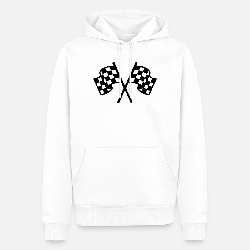 Icône du drapeau de course - Sweat à capuche Premium bio Homme - blanc