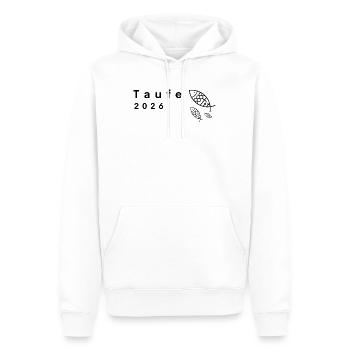 Célébrez le baptême 2026 avec 3 poissons avec des croix - Sweat à capuche Premium bio Homme - blanc - Devant - Nico (187cm)