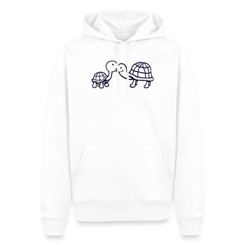 2 tortues se câlinant, un doux couple qui s'embrasse, une équipe amoureuse - Sweat à capuche Premium bio Homme - blanc - Devant - Nico (187cm)