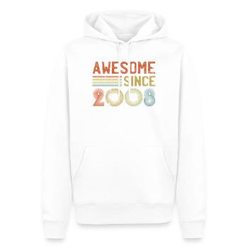 Design typographique rétro inspiré des années 2000 - Sweat à capuche Premium bio Homme - blanc - Devant - Nico (187cm)