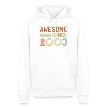 Texte du graphique de célébration rétro 2003 - Sweat à capuche Premium bio Homme - blanc - Devant - Nico (187cm)
