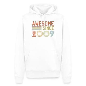 Typographie de célébration rétro 2009 - Sweat à capuche Premium bio Homme - blanc - Devant - Nico (187cm)