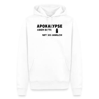 Apokalypse – aber bitte mit Sojamilch - Männer Premium Bio Hoodie - Weiß - Vorne - Nico (187cm)