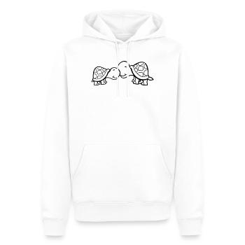 2 tortues se câlinant, un doux couple qui s'embrasse, une équipe amoureuse - Sweat à capuche Premium bio Homme - blanc - Devant - Nico (187cm)