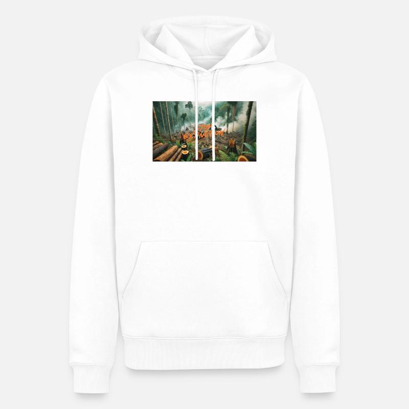Stop Extinction: Waldschutz Design - Männer Premium Bio Hoodie - Weiß
