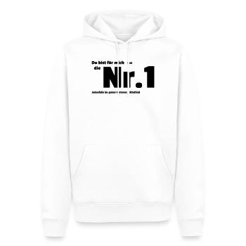 Nummer Eins - Männer Premium Bio Hoodie - Weiß - Vorne - Nico (187cm)