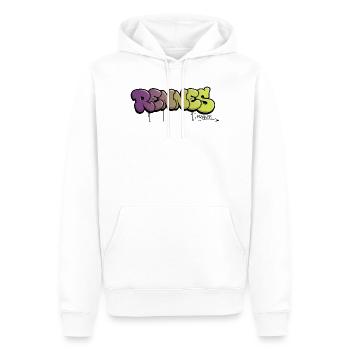 Rennes Graffiti Schriftzug mit Farbverlauf - Männer Premium Bio Hoodie - Weiß - Vorne - Nico (187cm)