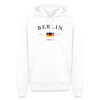 Berlin Germany – Holiday Souvenir & Gift - Men’s Premium Organic Hoodie - white - Front - Nico (187cm)
