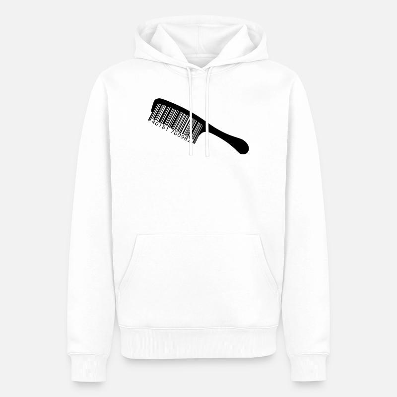 Illustration peigne avec code-barre - Sweat à capuche Premium bio Homme - blanc