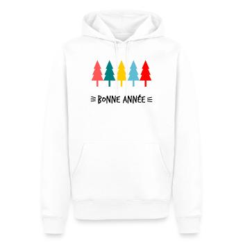 SAPIN. BONNE ANNEE. SAINT SYLVESTRE - Sweat à capuche Premium bio Homme - blanc - Devant - Nico (187cm)