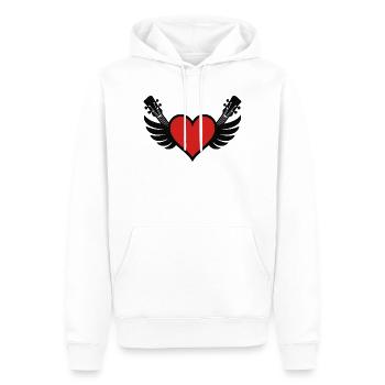 Coeur avec piano à queue et guitares - Sweat à capuche Premium bio Homme - blanc - Devant - Nico (187cm)