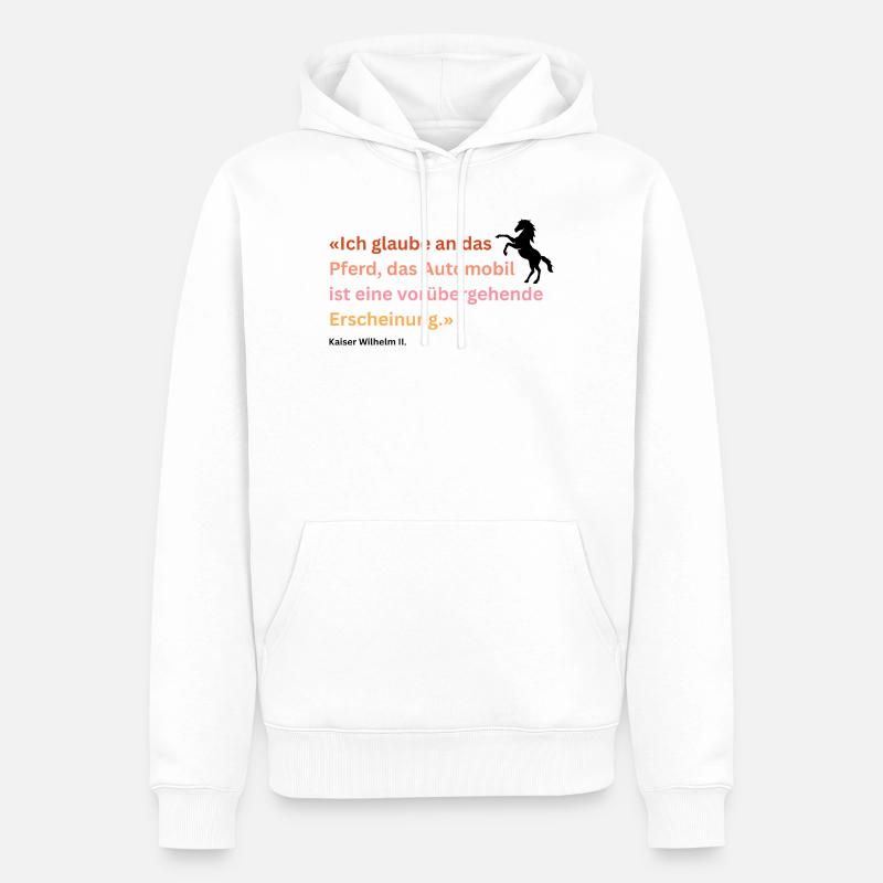 "Ich glaube an das Pferd" - Männer Premium Bio Hoodie - Weiß