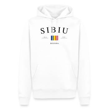 Sibiu, Roumanie – Souvenir et cadeau de vacances - Sweat à capuche Premium bio Homme - blanc - Devant - Nico (187cm)