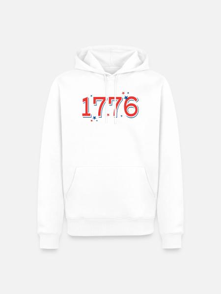 Rot-BlauSterneCelebrationDesign - Männer Premium Bio Hoodie - Weiß