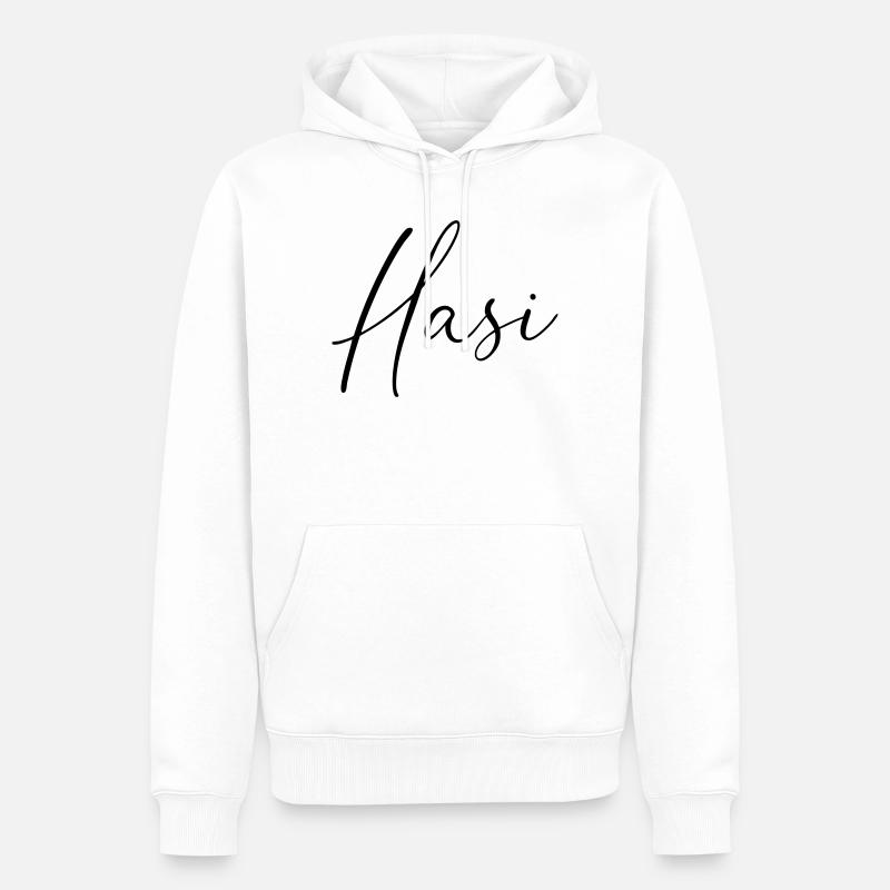 Hasi / Conception de l’écriture manuscrite - Sweat à capuche Premium bio Homme - blanc