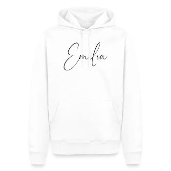 Emilia / Conception d’écriture manuscrite personnalisée - Sweat à capuche Premium bio Homme - blanc - Devant - Nico (187cm)