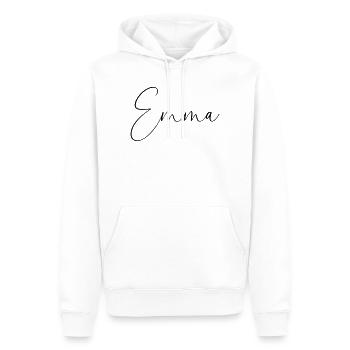 Emma / Conception personnalisée de l’écriture manuscrite - Sweat à capuche Premium bio Homme - blanc - Devant - Nico (187cm)