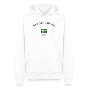 Helsingborg, Suède – Souvenir et cadeau des Fêtes - Sweat à capuche Premium bio Homme - blanc - Devant - Nico (187cm)