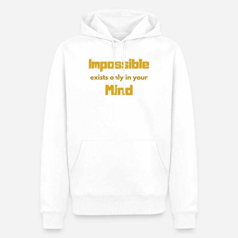 Impossible Mindset Typography - Sweat à capuche Premium bio Homme - blanc