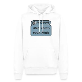 Read More Focus Your Mind - Men’s Premium Organic Hoodie - white - Front - Nico (187cm)