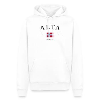 Alta Norway – Holiday Souvenir & Gift - Men’s Premium Organic Hoodie - white - Front - Nico (187cm)