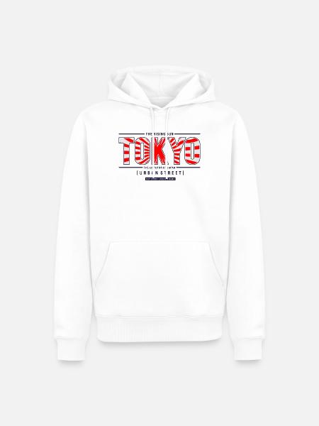 Tokyo Rising Sun Urbane Straße - Männer Premium Bio Hoodie - Weiß
