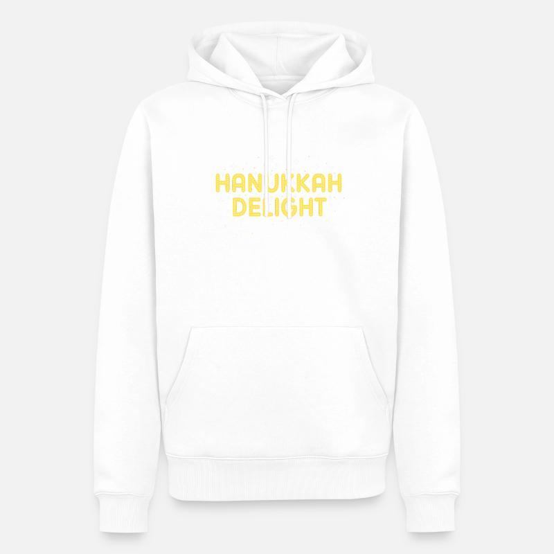 Hanoukka Hanoukka Hanoucca - Sweat à capuche Premium bio Homme - blanc
