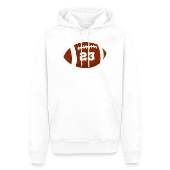 Rugby Nummer 23 - 23. Rugby-Jubiläum - Männer Premium Bio Hoodie - Weiß - Vorne - Nico (187cm)