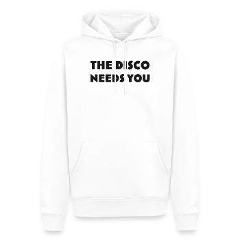 Disco, die dich DISCO-NEEDS-YOU ruft - Männer Premium Bio Hoodie - Weiß - Vorne - Nico (187cm)
