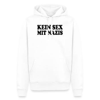 Pas de relations sexuelles avec les nazis - Sweat à capuche Premium bio Homme - blanc - Devant - Nico (187cm)
