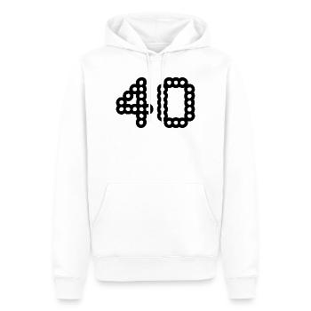 40. 40 YEARS. 40th ANNIVERSARY. 40 YEARS ANNIVERSARY. - Men’s Premium Organic Hoodie - white - Front - Nico (187cm)