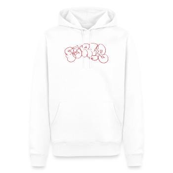 Roter Graffiti Bubble Paris Schriftzug - Männer Premium Bio Hoodie - Weiß - Vorne - Nico (187cm)