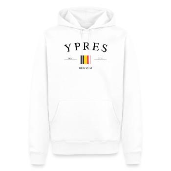 Ypres Ieper Belgium – Holiday Souvenir & Gift - Men’s Premium Organic Hoodie - white - Front - Nico (187cm)