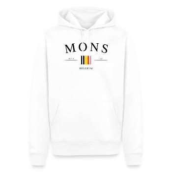 Mons, Belgique – Souvenir et cadeau de vacances - Sweat à capuche Premium bio Homme - blanc - Devant - Nico (187cm)