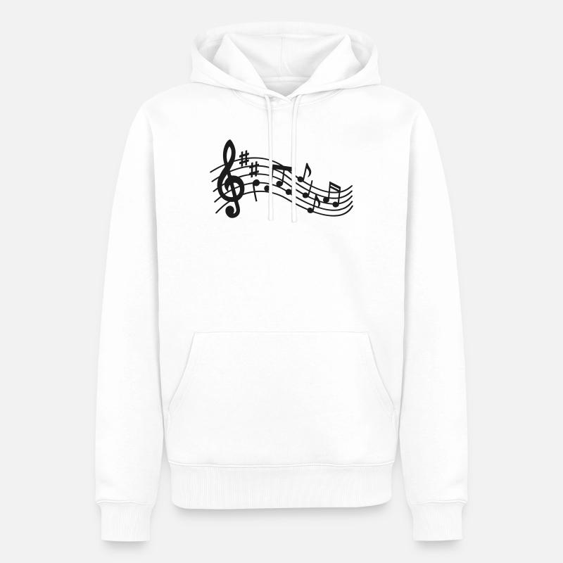 Notation musicale Notation musicale Clef Partition - Sweat à capuche Premium bio Homme - blanc