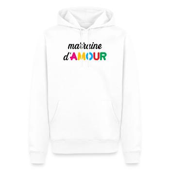 Marraine d'Amour - Famille - Baptême - Sweat à capuche Premium bio Homme - blanc - Devant - Nico (187cm)