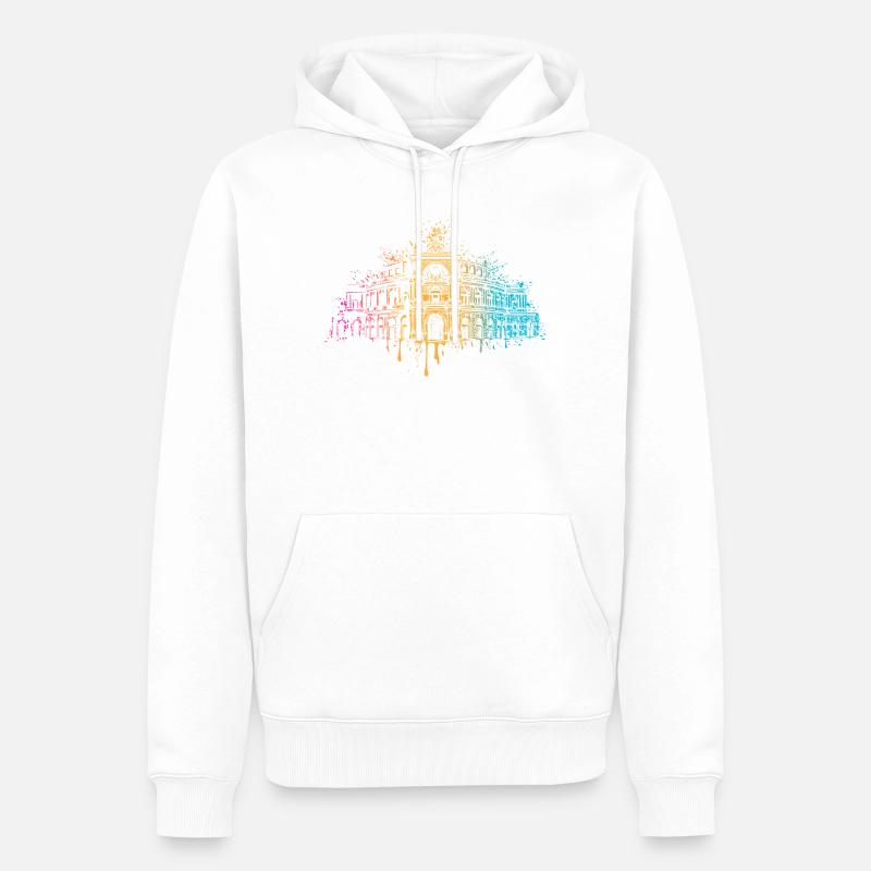 Bunte Semperoper Dresden Kunst - Männer Premium Bio Hoodie - Weiß