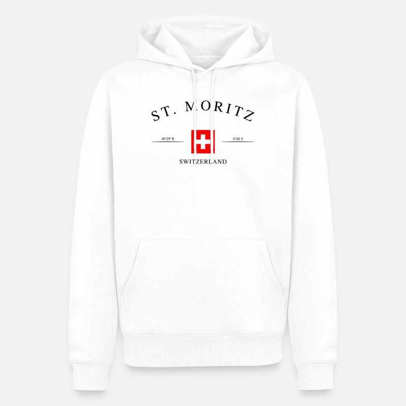 St. Moritz Schweiz – Urlaub Souvenir & Geschenk - Männer Premium Bio Hoodie - Weiß