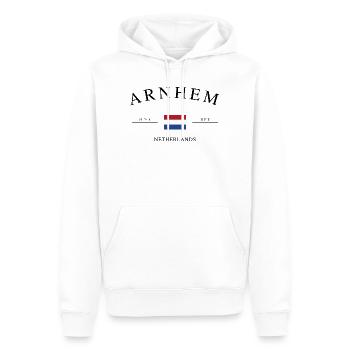 Arnhem, Pays-Bas – Souvenir et cadeau de Noël - Sweat à capuche Premium bio Homme - blanc - Devant - Nico (187cm)