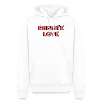 Radiate Love Red Typographie - Sweat à capuche Premium bio Homme - blanc - Devant - Nico (187cm)