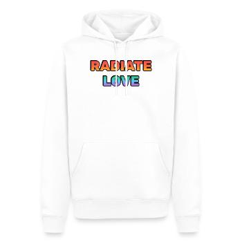 Radiate Love Gradient Typografie - Männer Premium Bio Hoodie - Weiß - Vorne - Nico (187cm)