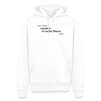 Nackte_Maenner - Männer Premium Bio Hoodie - Weiß - Vorne - Nico (187cm)