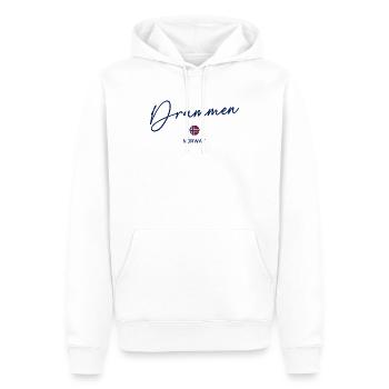 Drammen - Norway Flag - Lettering - Norge Norwegen - Männer Premium Bio Hoodie - Weiß - Vorne - Nico (187cm)