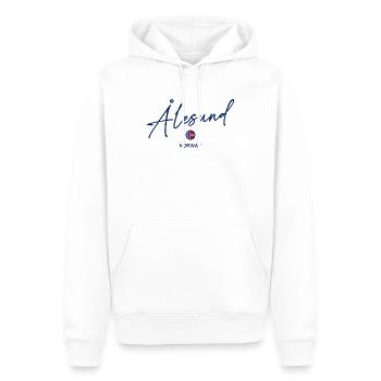 Alesund - Lettrage du drapeau de la Norvège - Norge - Norwegen - Sweat à capuche Premium bio Homme - blanc - Devant - Nico (187cm)