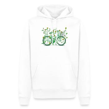 Vélo floral - Bloomy Bicycle - Sweat à capuche Premium bio Homme - blanc - Devant - Nico (187cm)