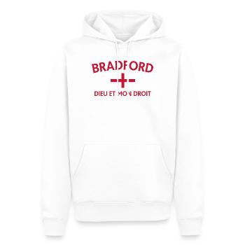 Bradford Flag with Motto - Men’s Premium Organic Hoodie - white - Front - Nico (187cm)