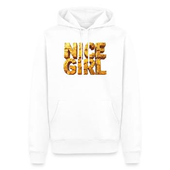 Nice Girl – Lettres monumentales dans le ciel - Sweat à capuche Premium bio Homme - blanc - Devant - Nico (187cm)