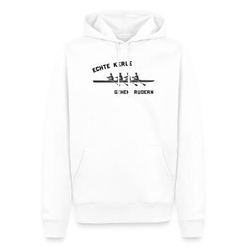 Dictons sur l’aviron - Les vrais gars vont faire de l’aviron - Sweat à capuche Premium bio Homme - blanc - Devant - Nico (187cm)