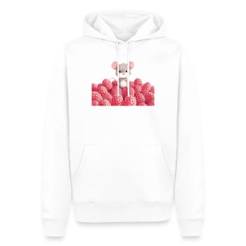 Cute mouse in raspberry field children's design - Men’s Premium Organic Hoodie - white - Front - Nico (187cm)
