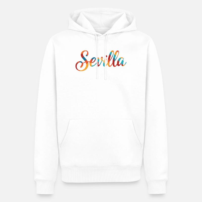Sevilla Regenbogen Script - Männer Premium Bio Hoodie - Weiß